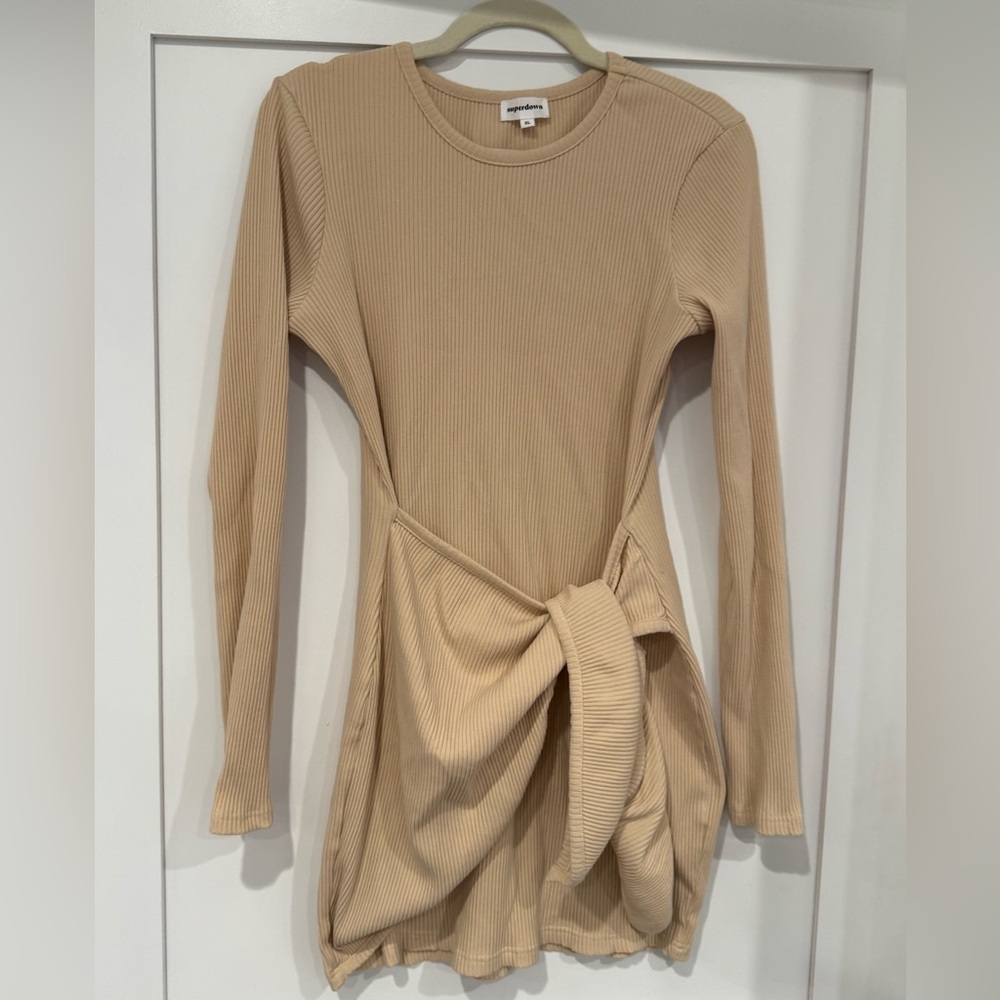 Superdown Dana Wrap Mini Dress, Beige, XL